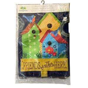 NIP Evergreen Double-sided “Friends Gather Here” Garden Flag 12.5” x 18”